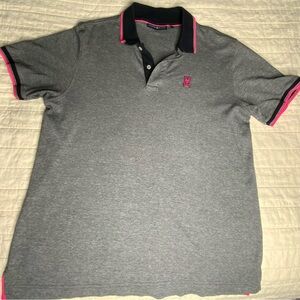 Psycho Bunny Gray Polo with Pink Trim size 6 large